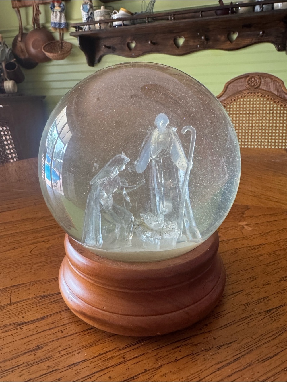 Vintage musical nativity snow globe lighted Christmas decoration